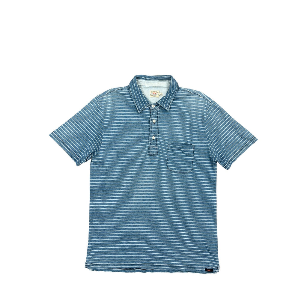 Faherty Indigo Dyed Striped Polo — Size Medium // Preowned