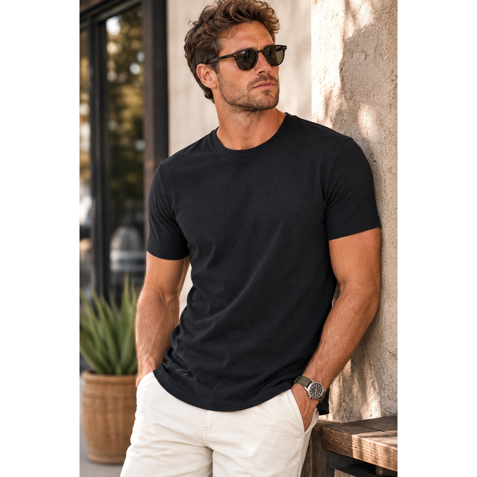 Buck Mason Pima Curved Hem Short Sleeve Tee in Black — Size Medium