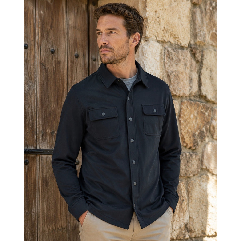 Psycho Bunny Black Harrison Overshirt Full Snap Button Jacket - 3XL