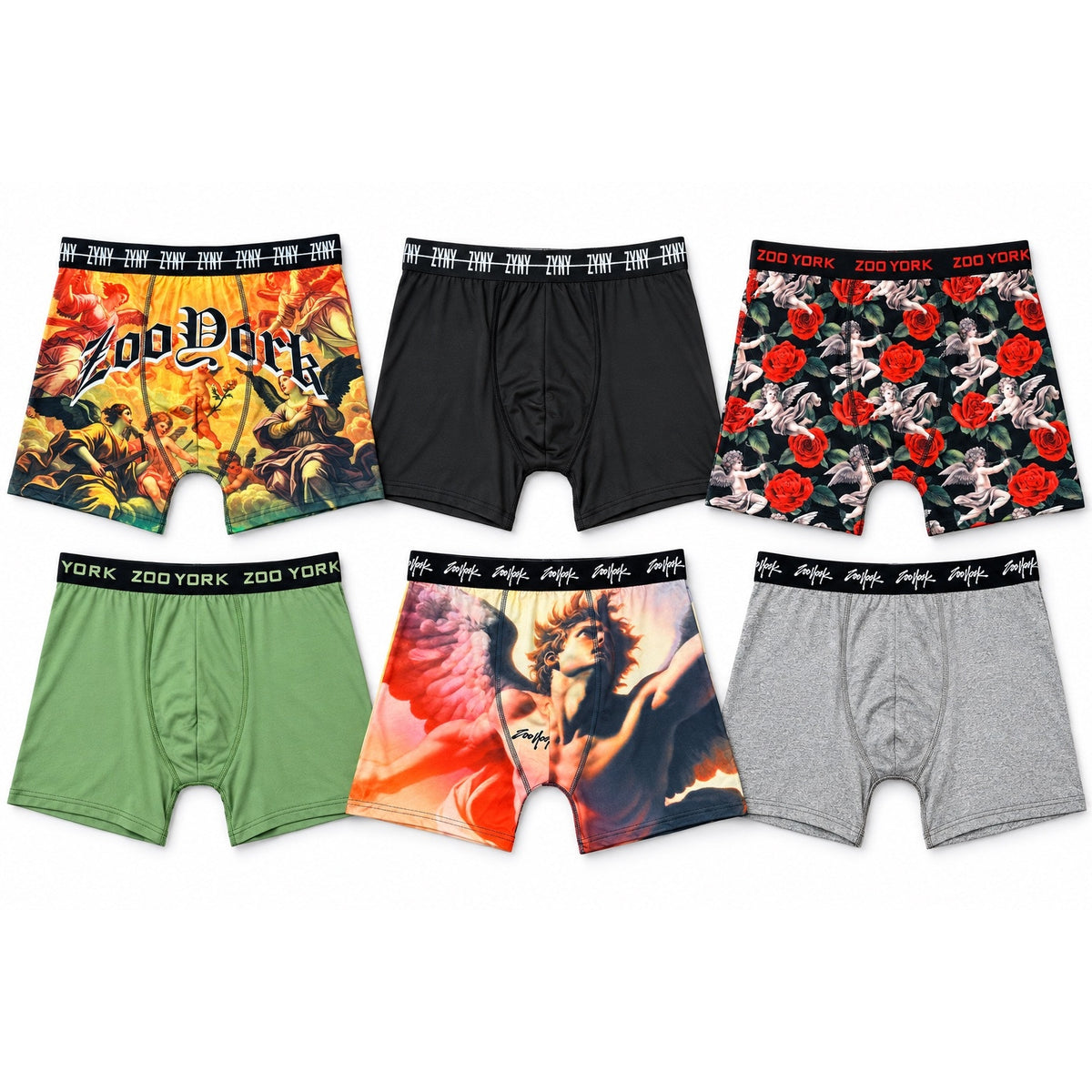 Zoo York Super Soft Brushed Performance Boxer Briefs - 6 Pack — Size Large