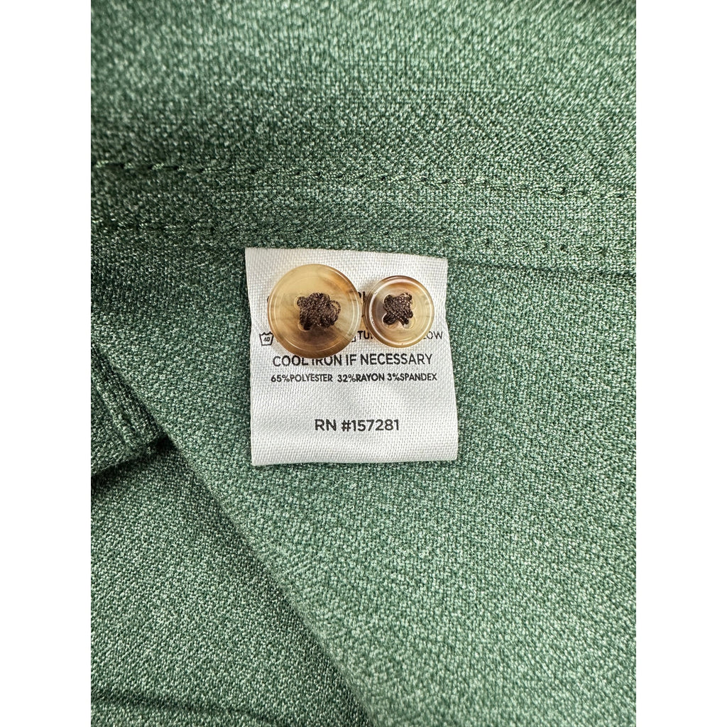 Mizzen+Main Trim Fit City Flannel Golf Long Sleeve Button Down in Heather Spruce Green — Size Medium // Preowned