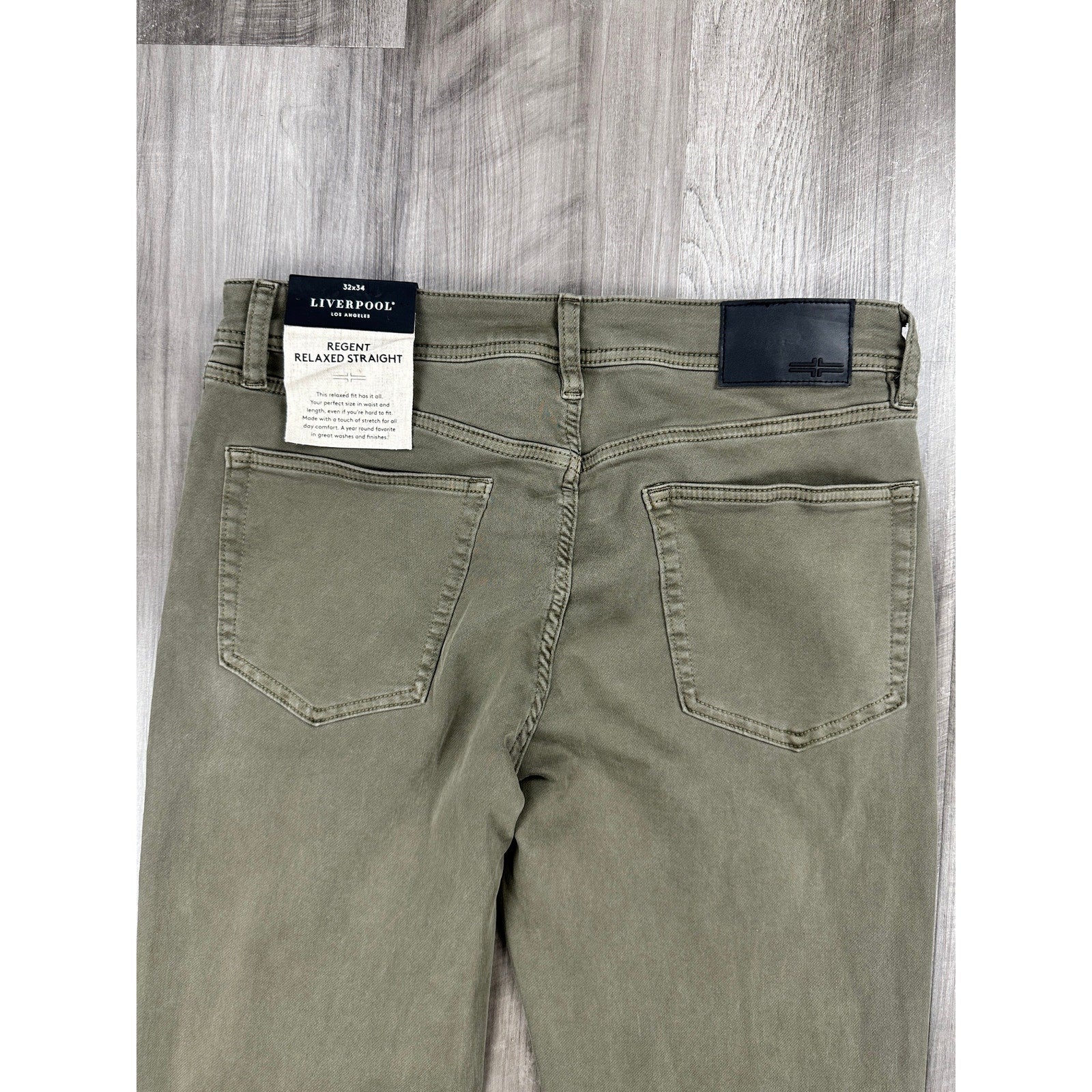 Liverpool Los Angeles Regent Relaxed Straight Stretch Jean in Pewter Green — Size 32x34