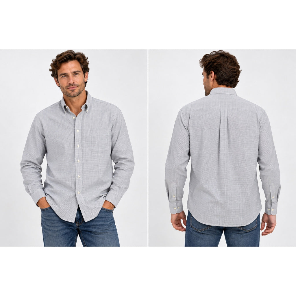 Gitman Bros. Made in USA Checkered Long Sleeve Button Down Shirt — Size 17.5/34 (XL) // Preowned