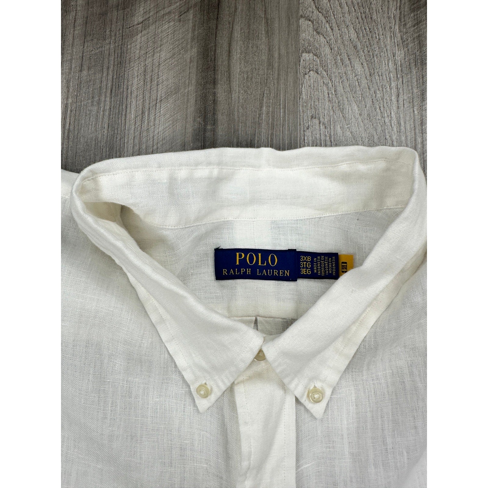 Polo Ralph Lauren Linen Classic Fit Long Sleeve Button Down in White Ivory — Size 3XB