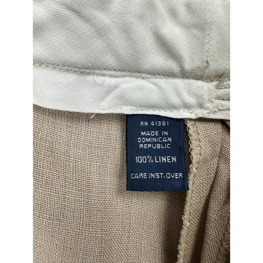Polo Ralph Lauren Vintage The Tyler Dominican Republic Linen Pleated Cuffed Pants in Khaki — Size 36x32 // Preowned