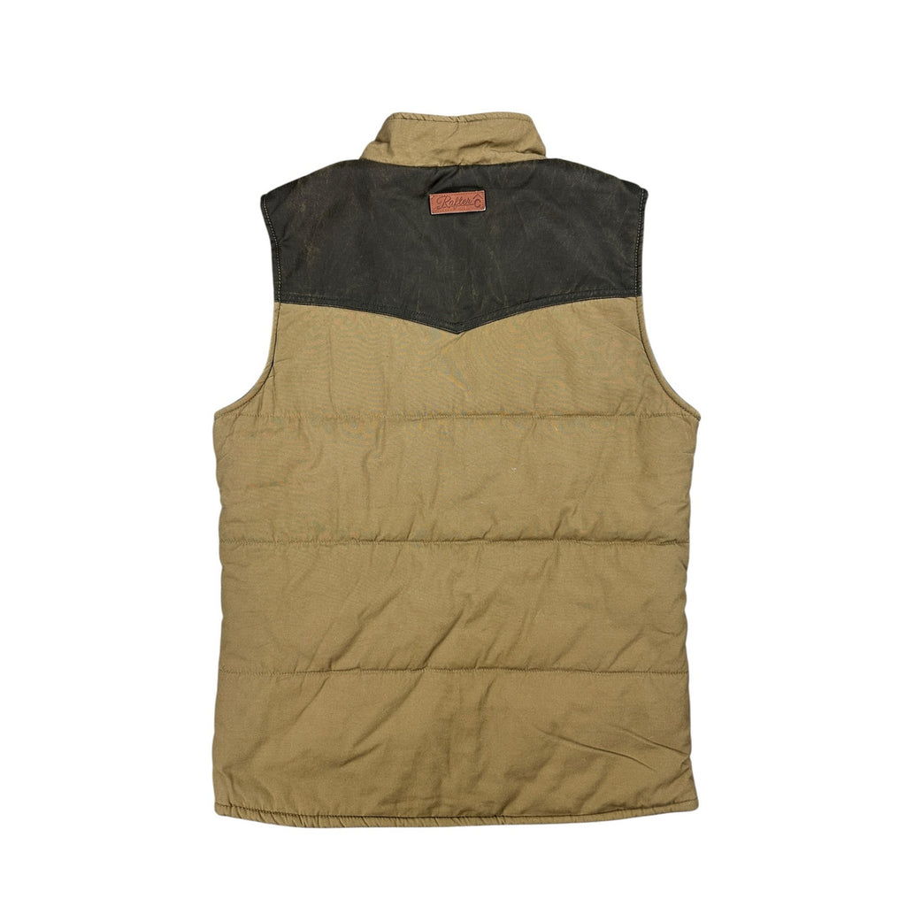 Rafter-C Boys' Camel with Chocolate Brown Yokes Quilted Western Vest — Size Boys XL
