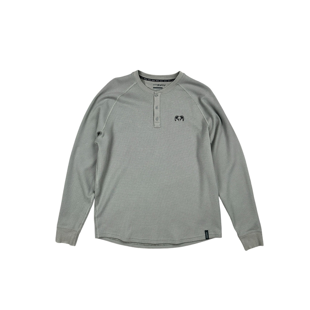 Kuiu Waffle Knit Thermal Henley in Gray — Size Large // Preowned