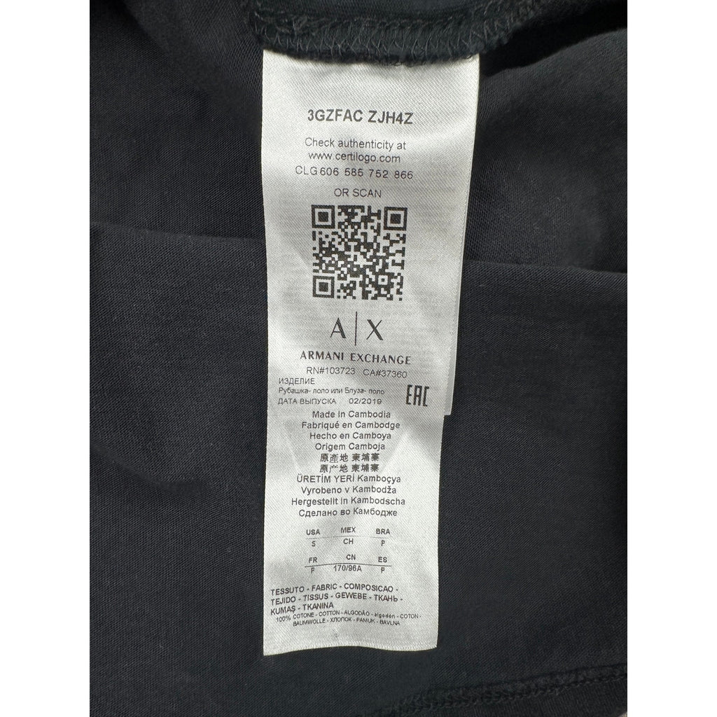 Armani Exchange Relaxed Fit Zip Front Polo in Black — Size Small // Preowned