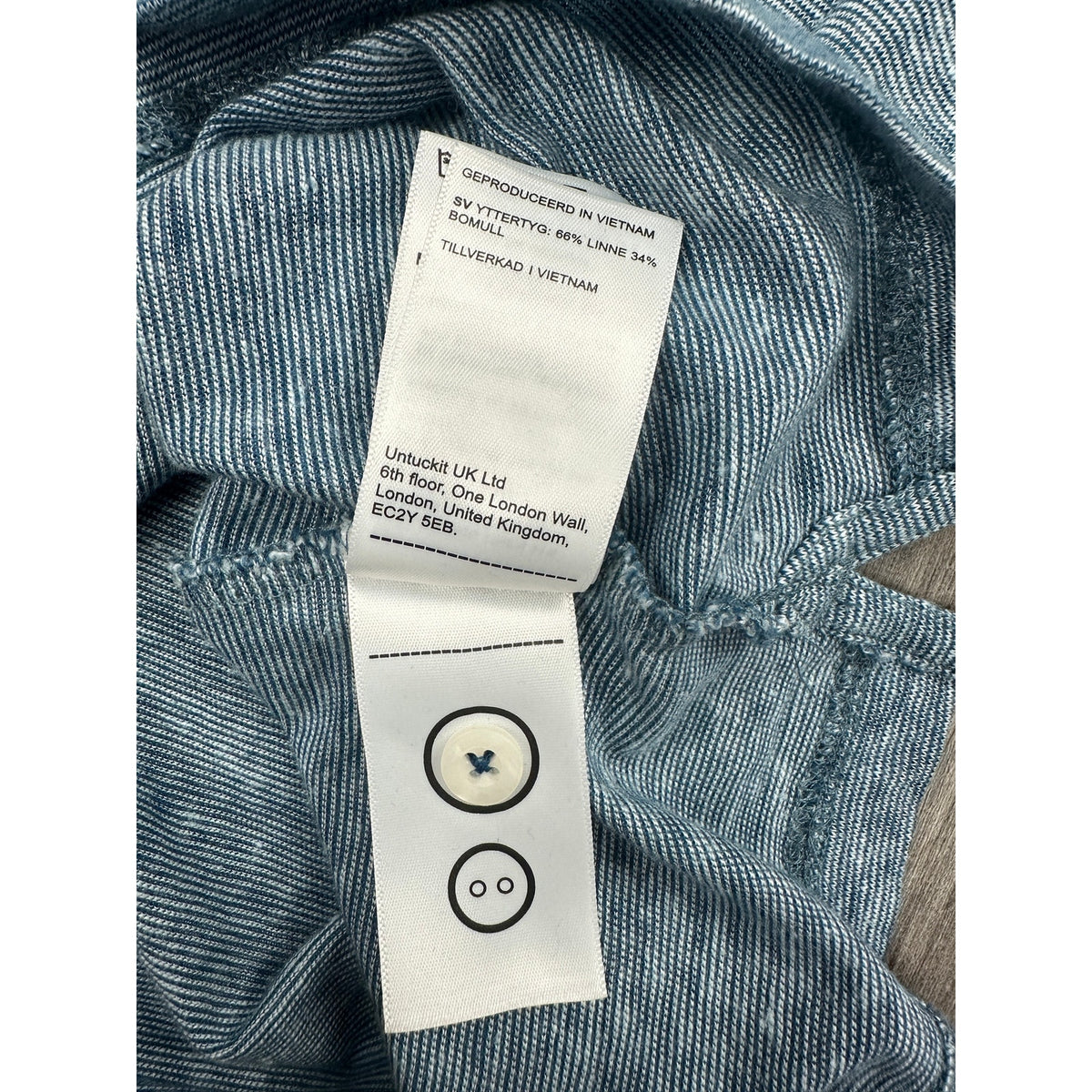 UNTUCKit Bardini Linen Blend Micro Stripe Regular Fit Polo — Size Medium // Preowned