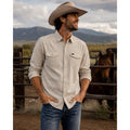 Howler Bros. H Bar B Tech Supernova Stripe Long Sleeve Snap Button in Leche — Size Medium // Preowned