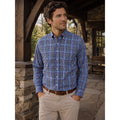 Peter Millar Summer Comfort Plaid Long Sleeve Shirt in Light Blue, Blue, Purple, Tan, White — Size Large // Preowned
