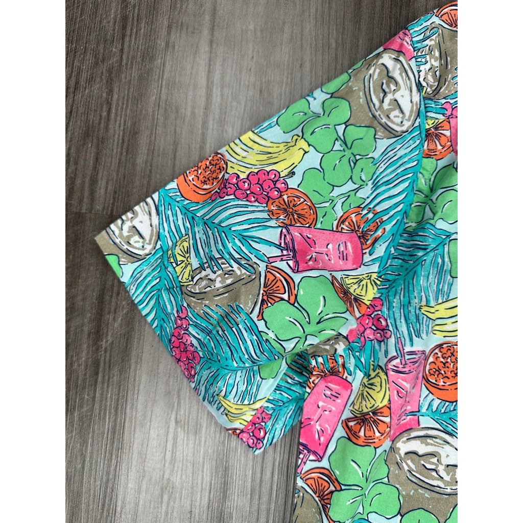 Vineyard Vines Tropical Classic Fit Short Sleeve Murray Shirt in Green, Pink, Blue, Yellow, Orange, Brown, White — Size XL // Preowned