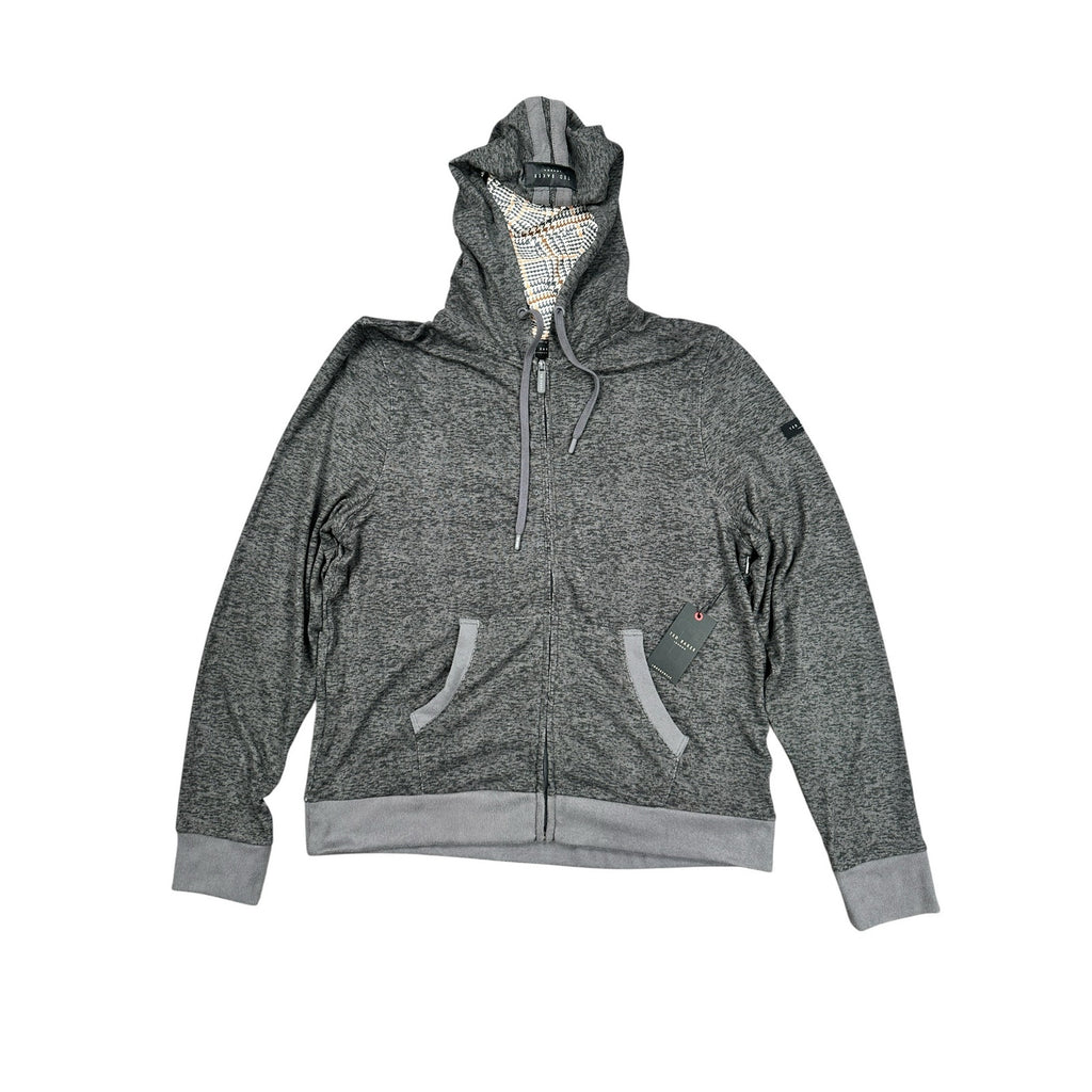 Ted Baker Hacci Single Jersey Full Zip Hoodie in Tornado Heather — Size XL