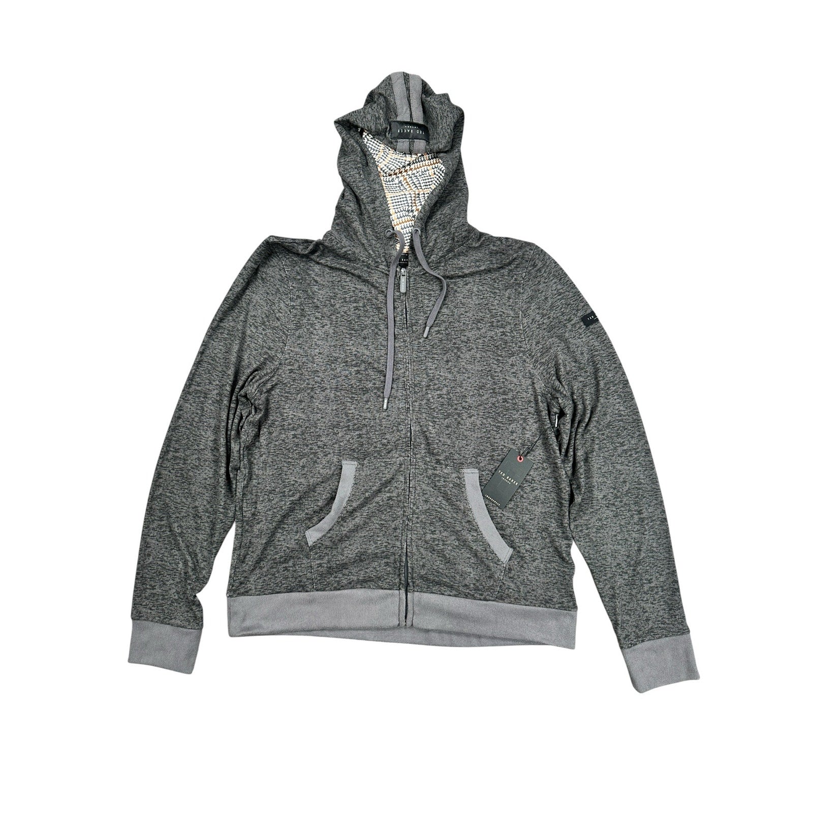 Ted Baker Hacci Single Jersey Full Zip Hoodie in Tornado Heather — Size XL