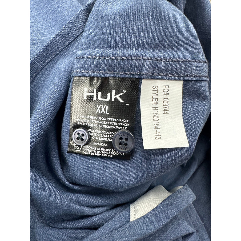 HUK Kona Solid Short Sleeve Button Down Shirt — Size 2XL