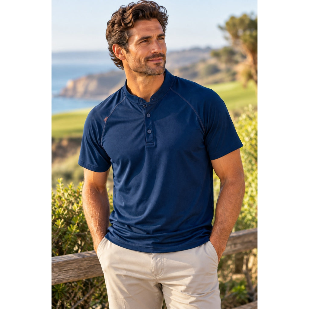 Rhone Mesh Knit Short Sleeve Performance Henley — Size Medium // Preowned