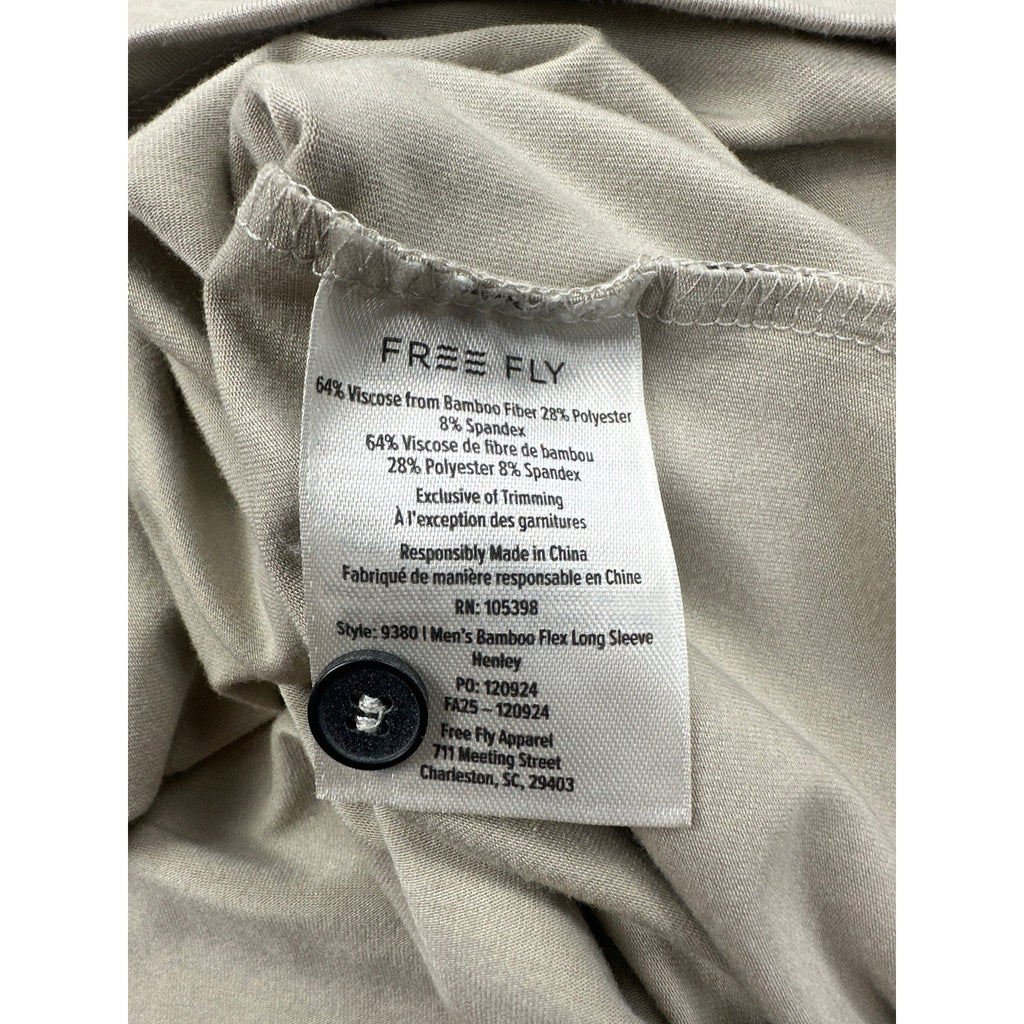 Free Fly Bamboo Flex Long Sleeve Henley in Beige Tan — Size Large // Preowned
