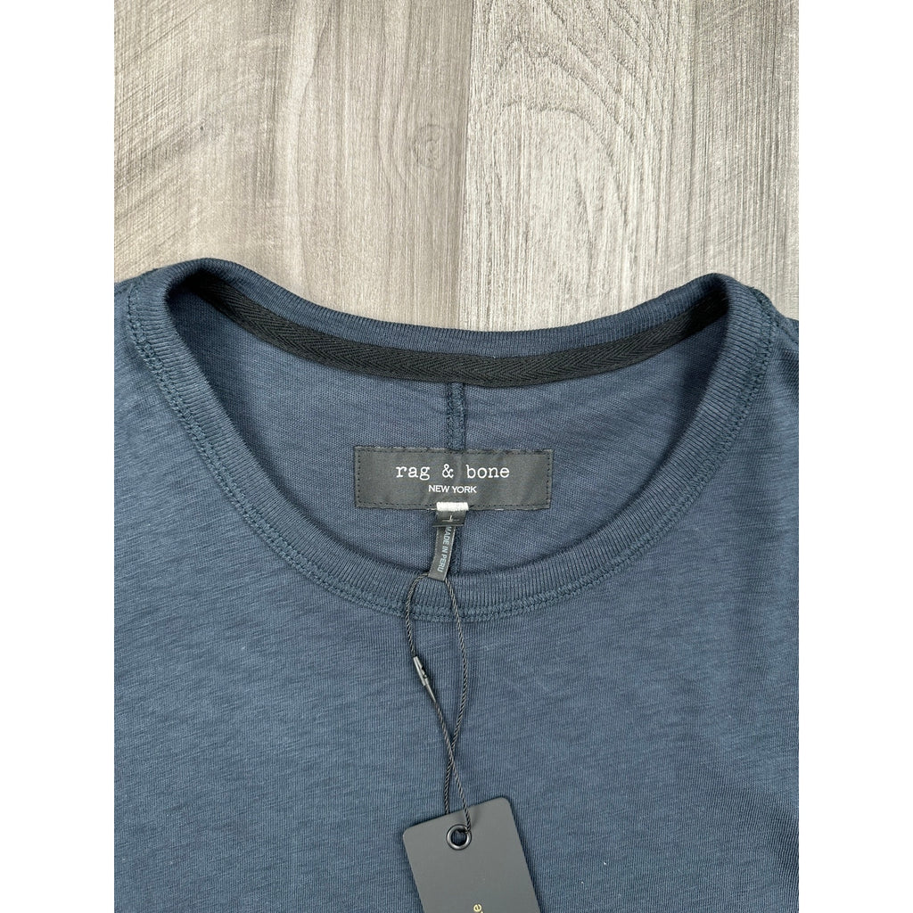 Rag & Bone Classic Lightweight Slub Jersey Tee in Navy — Size Large