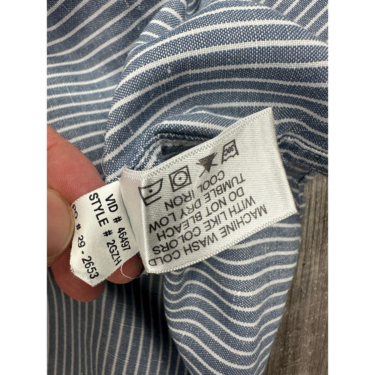 Orvis Band Collar Linen Blend Striped Long Sleeve Button Down Shirt — Size 2XL // Preowned
