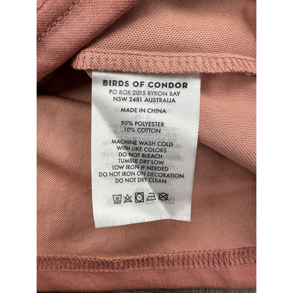 Birds of Condor Weekend at Birdies Fine Pique Polo in Old Rose — Size Large // Preowned