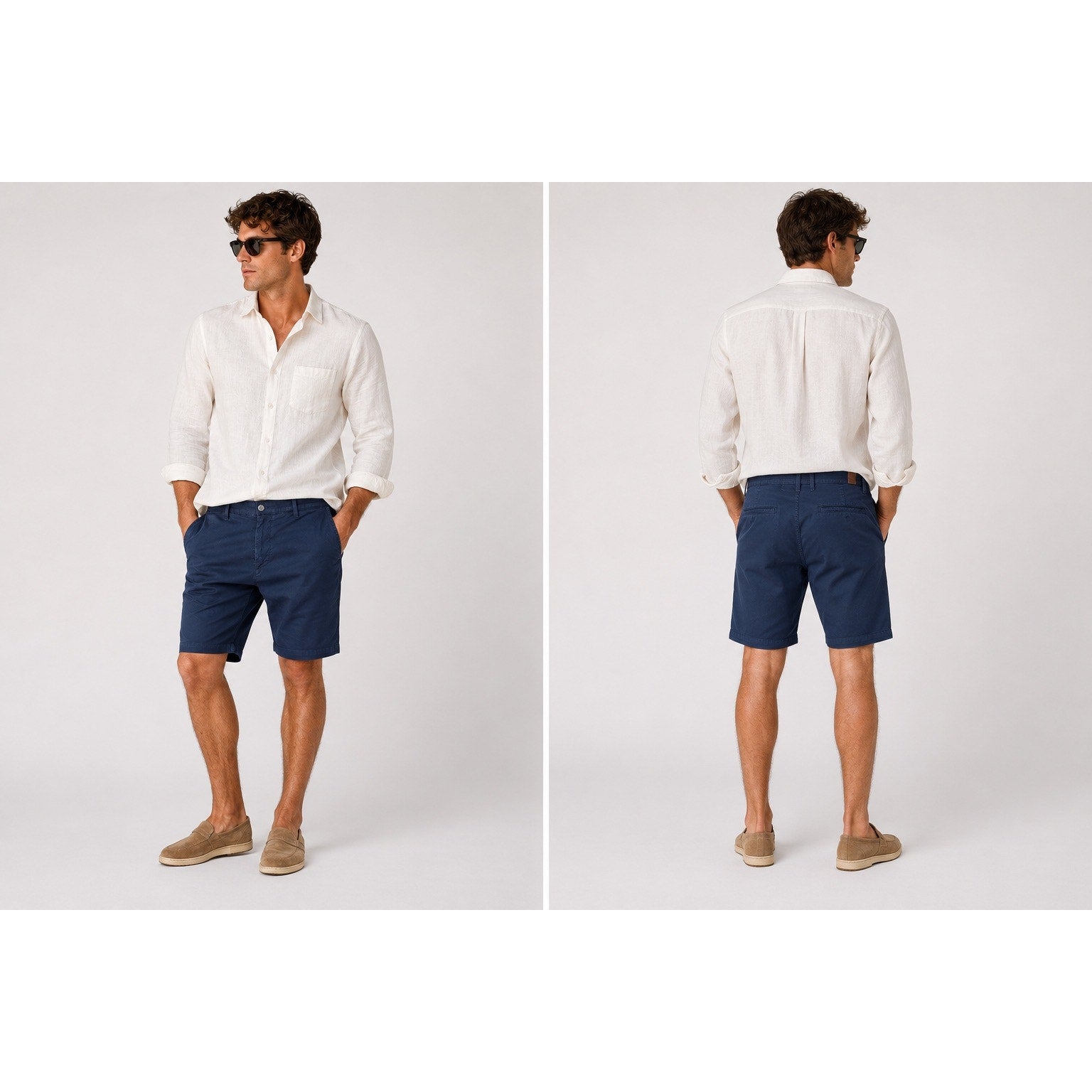 AG Adriano Goldschmied Griffin Relaxed Chino Shorts in Navy — Size 34R // Preowned