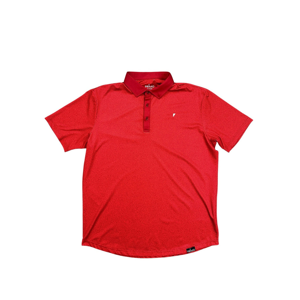 Primo Red Maze Classic Golf Polo in Red and Dark Red — Size XL // Preowned