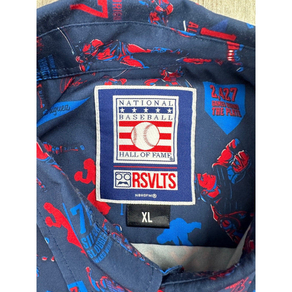 RSVLTS x National Baseball Hall of Fame Texas Rangers Ivan "Pudge" Rodriguez Shirt in Navy, Blue, Red — Size XL // Preowned