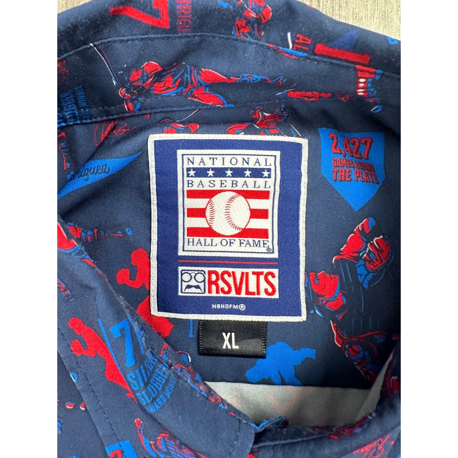 RSVLTS x National Baseball Hall of Fame Texas Rangers Ivan "Pudge" Rodriguez Shirt in Navy, Blue, Red — Size XL // Preowned
