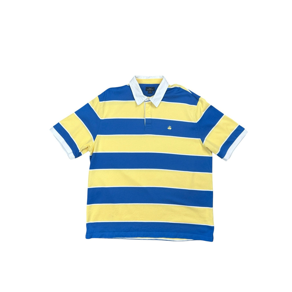 Brooks Brothers 346 Rugby Stripe Polo in Yellow, Blue, White — Size 2XL // Preowned