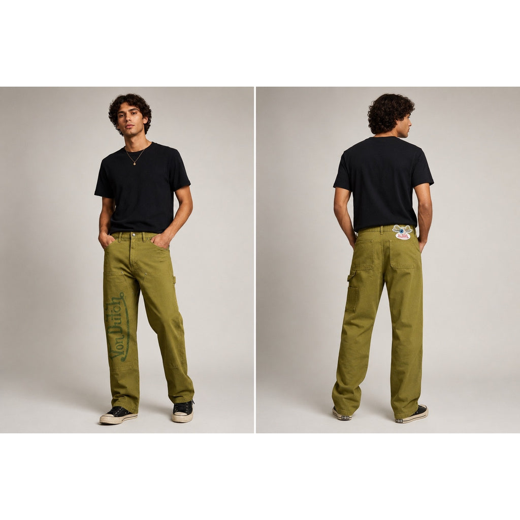 Von Dutch Straight Double-Knee Carpenter Pant in Sphagnum Green — Size 32