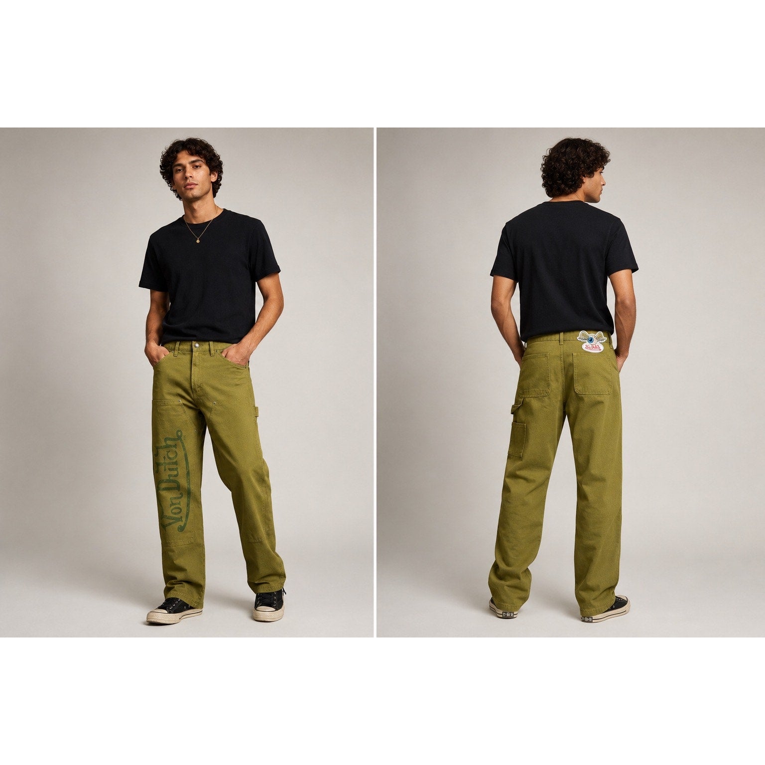 Von Dutch Straight Double-Knee Carpenter Pant in Sphagnum Green — Size 32