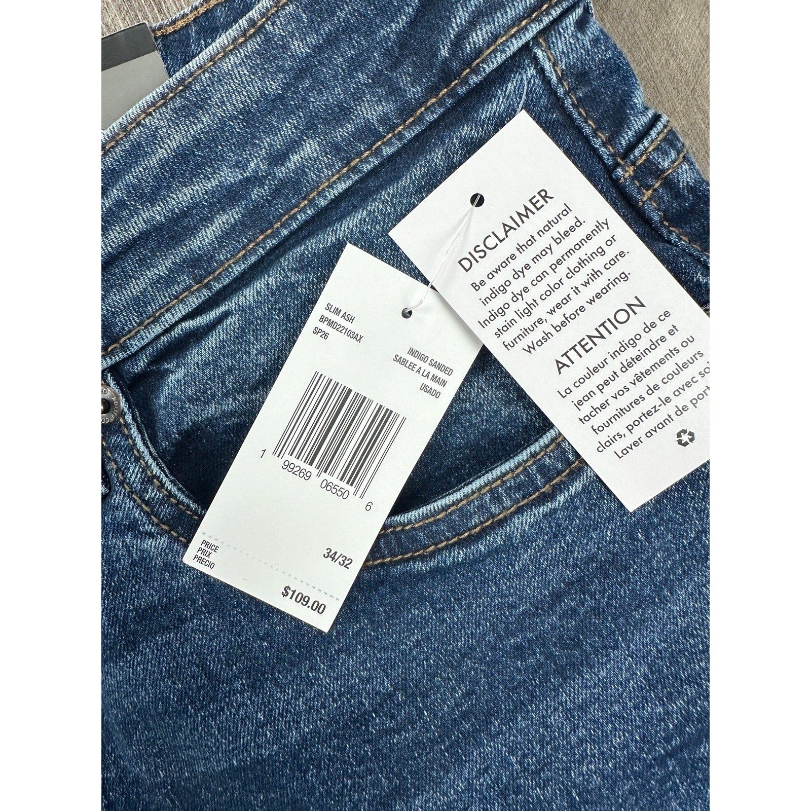 Buffalo David Bitton Ash Slim Stretch Jean in Indigo Sanded — Size 34x32