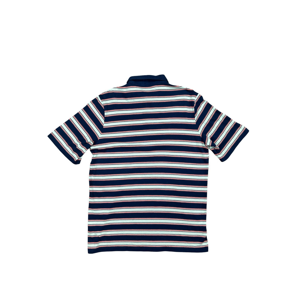 Criquet Striped Players Pocket Polo in Navy, Red, Seafoam Green — Size Medium // Preowned