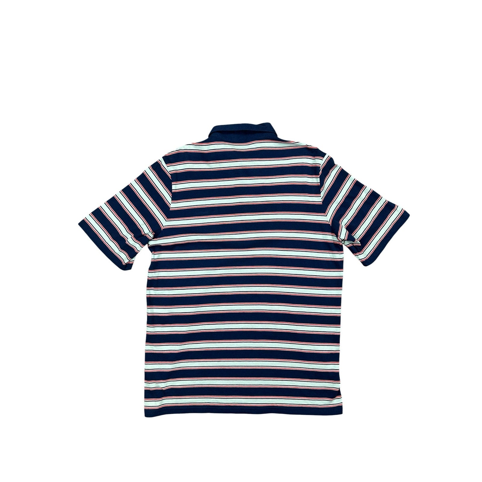 Criquet Striped Players Pocket Polo in Navy, Red, Seafoam Green — Size Medium // Preowned