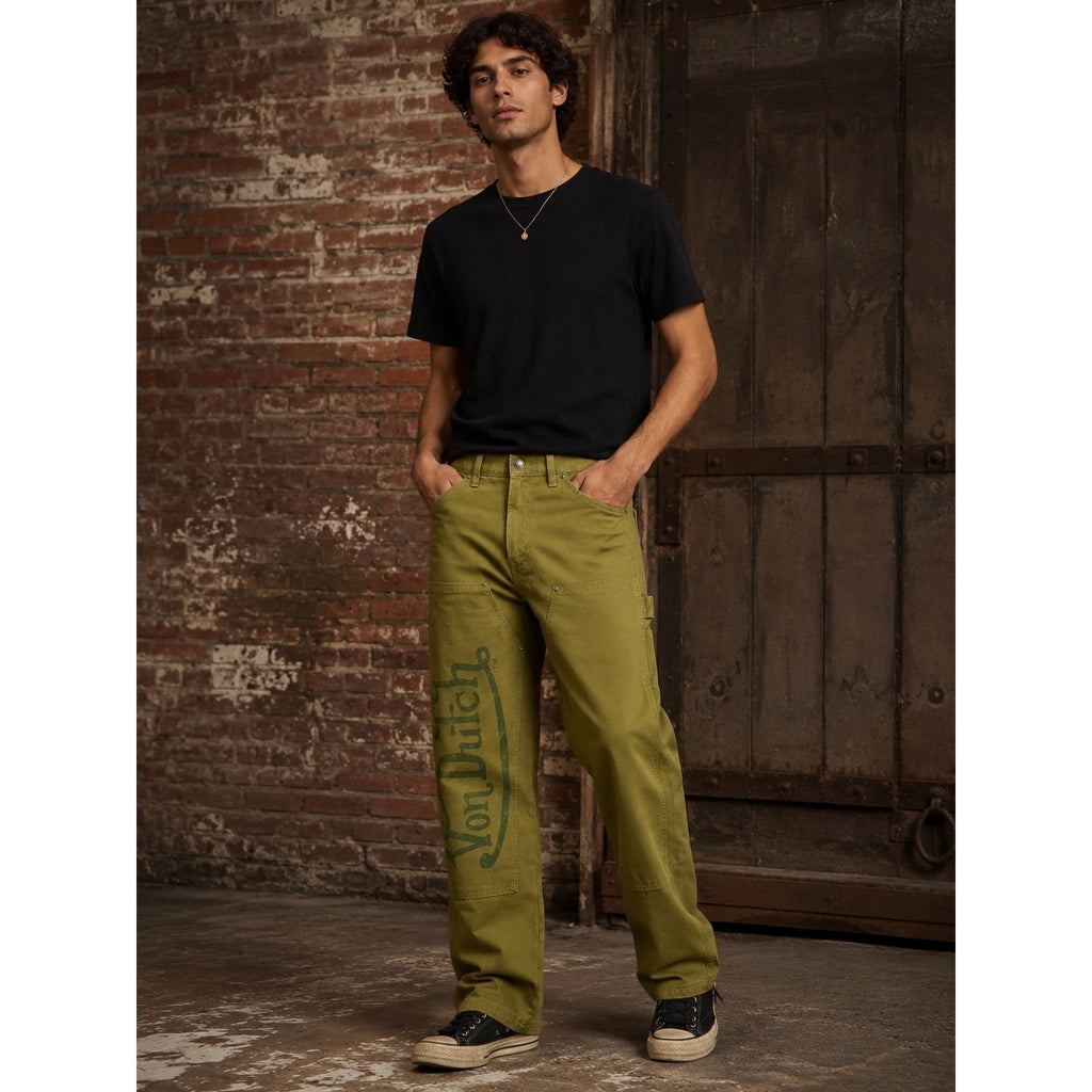 Von Dutch Straight Double-Knee Carpenter Pant in Sphagnum Green — Size 32