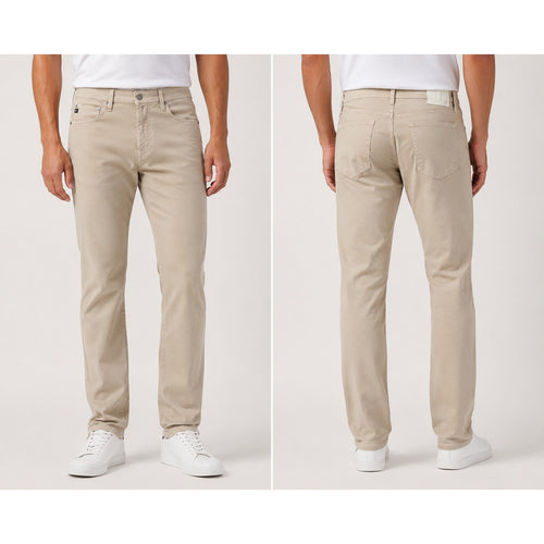 AG Adriano Goldschmied Graduate Tailored Leg Sueded Stretch Sateen Chino Jean in Khaki — Size 34x32 // Preowned