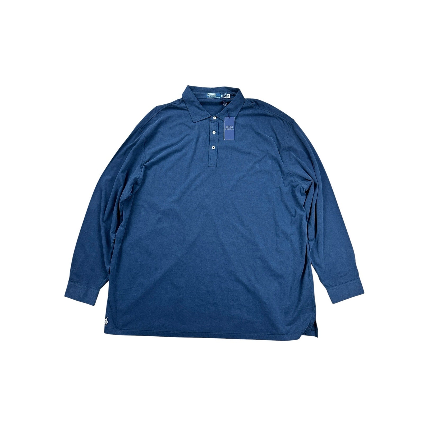 Polo Ralph Lauren Old Classics Sueded Jersey Long Sleeve Polo in Navy — Size 4XLT