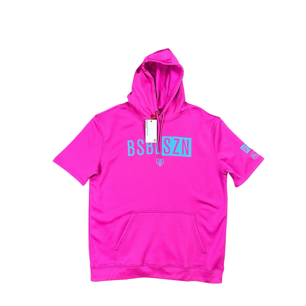 Baseball Lifestyle 101 BSBL-SVN Short Sleeve V2 Hoodie in Cotton Candy Pink — Size Large