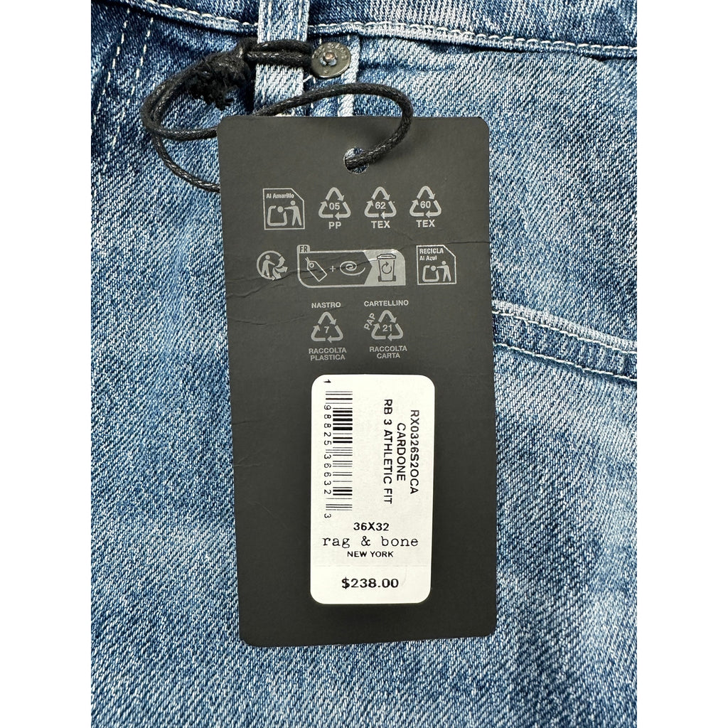 Rag & Bone RB 3 Athletic Fit Jeans in Cardone Blue — Size 36x32