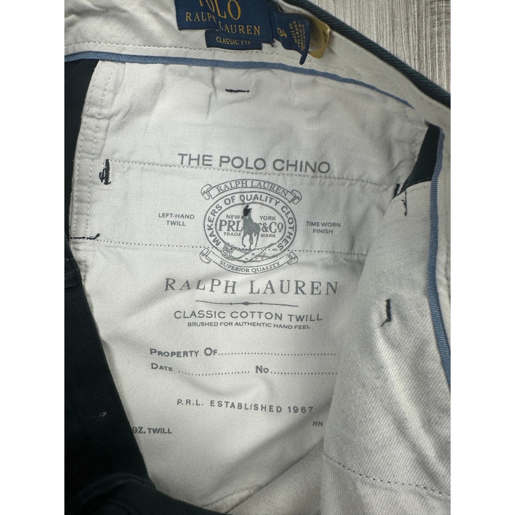 Polo Ralph Lauren Classic Fit Cotton Twill Chino Pants in Black — Size 38 // Preowned