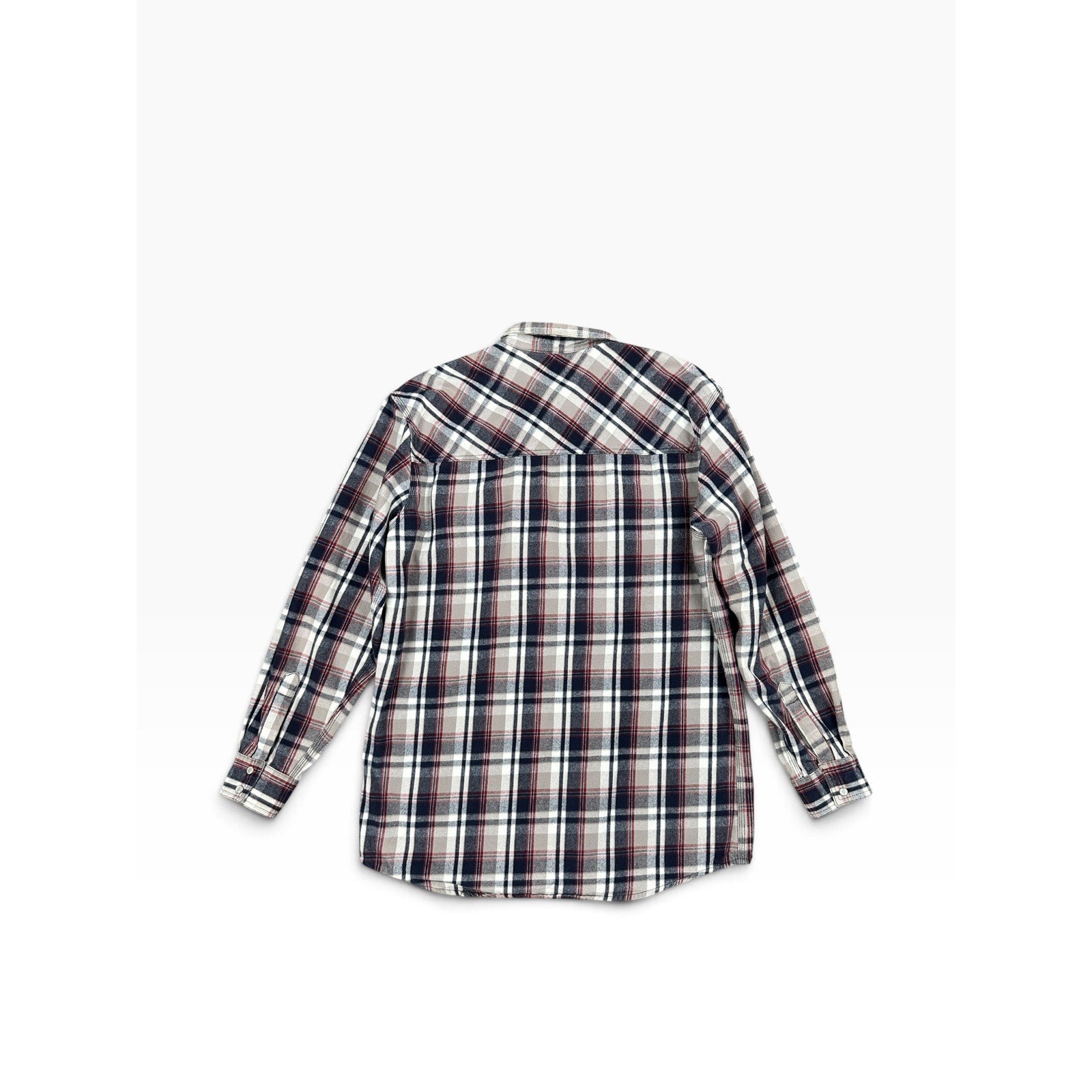 FiveBrother Heavyweight 9oz Western Pearl Snap Flannel Long Sleeve Shirt in White, Gray, Navy, Red — Size Large Tall // Preowned