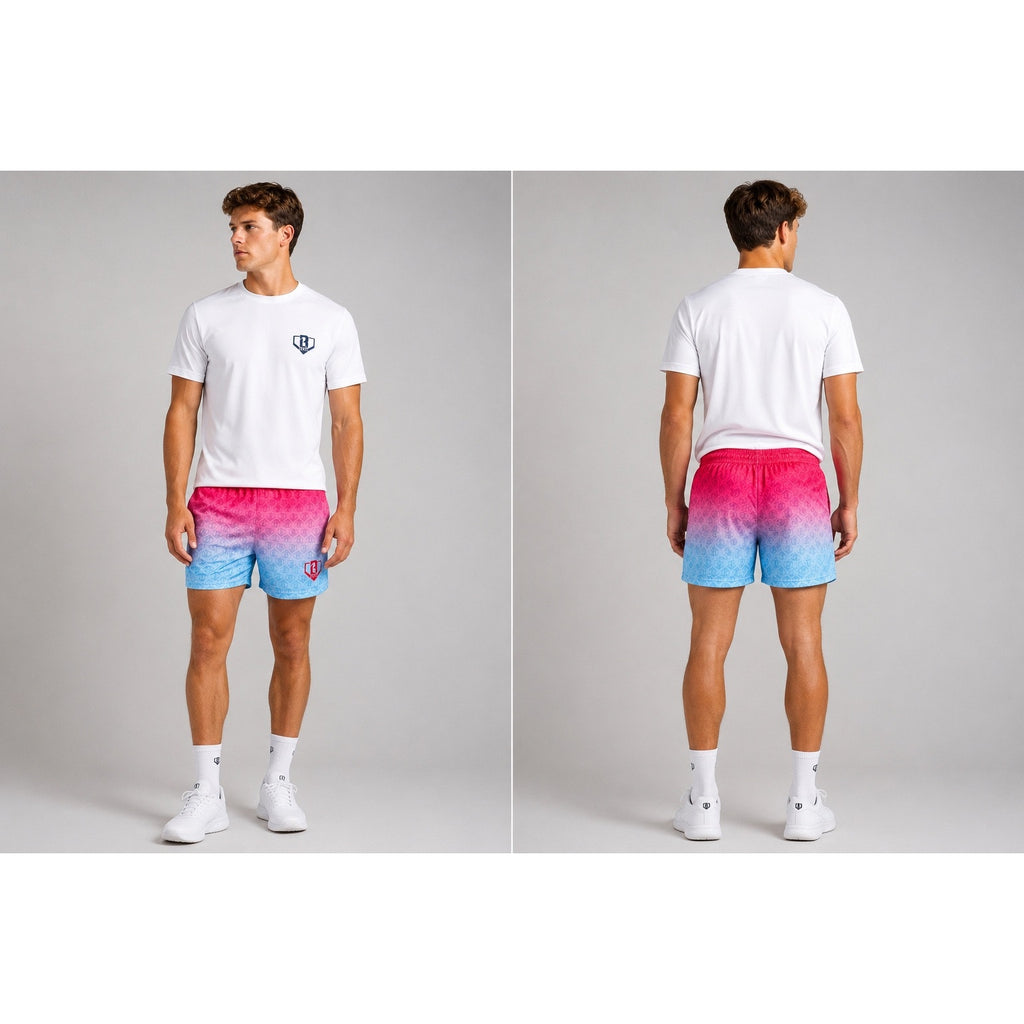 Baseball Lifestyle 101 Gradient Mesh Athletic Shorts in Cotton Candy — Size Medium