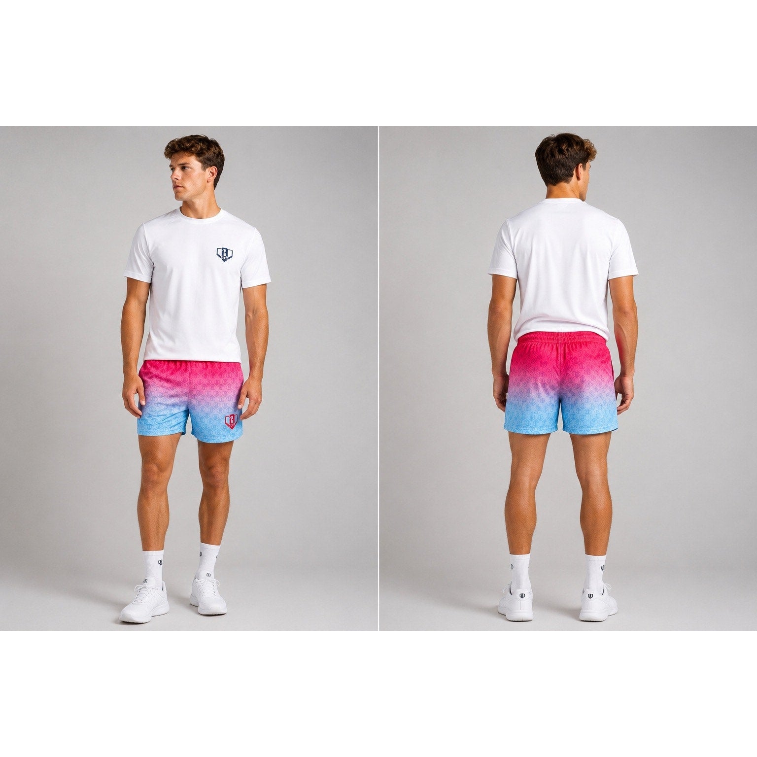 Baseball Lifestyle 101 Gradient Mesh Athletic Shorts in Cotton Candy — Size Medium