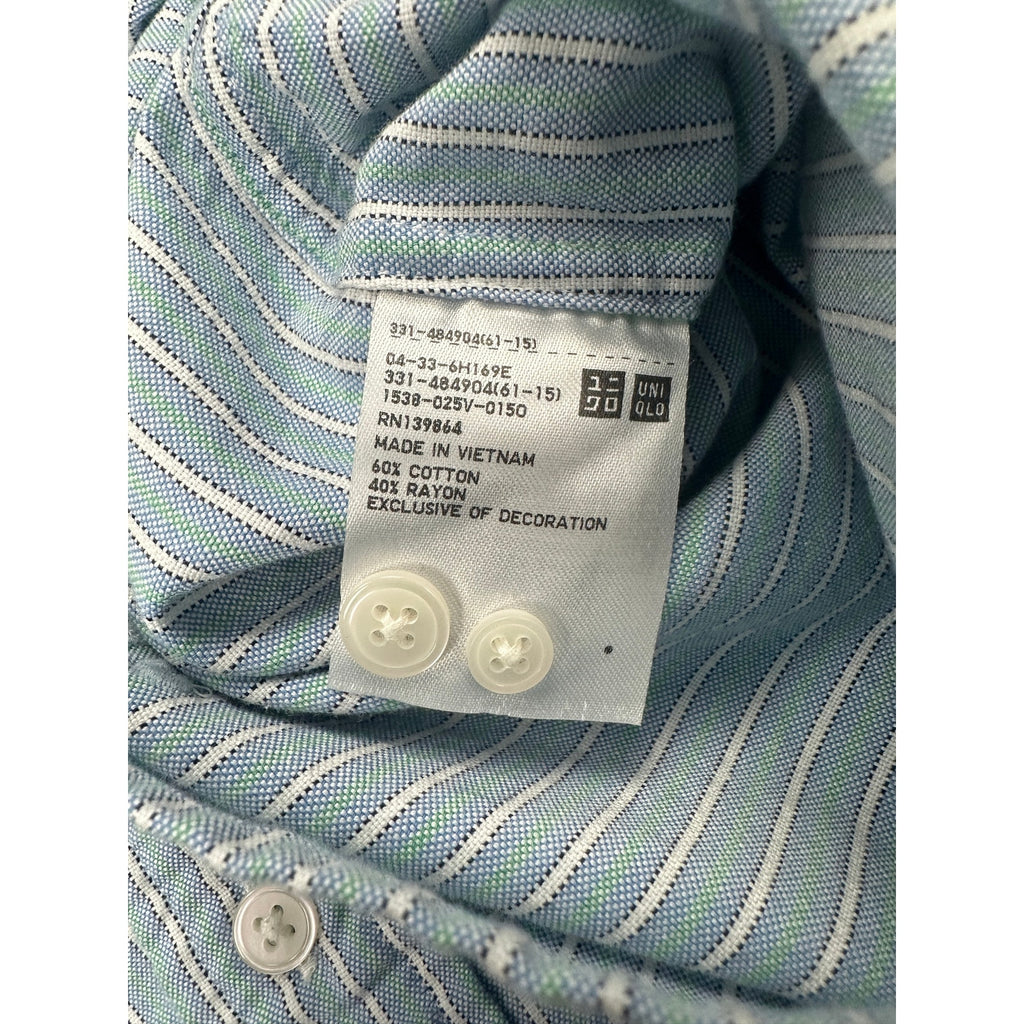 JW Anderson x UNIQLO Striped Oxford Oversized Long Sleeve Shirt in Blue, Green, White — Size XS // Preowned