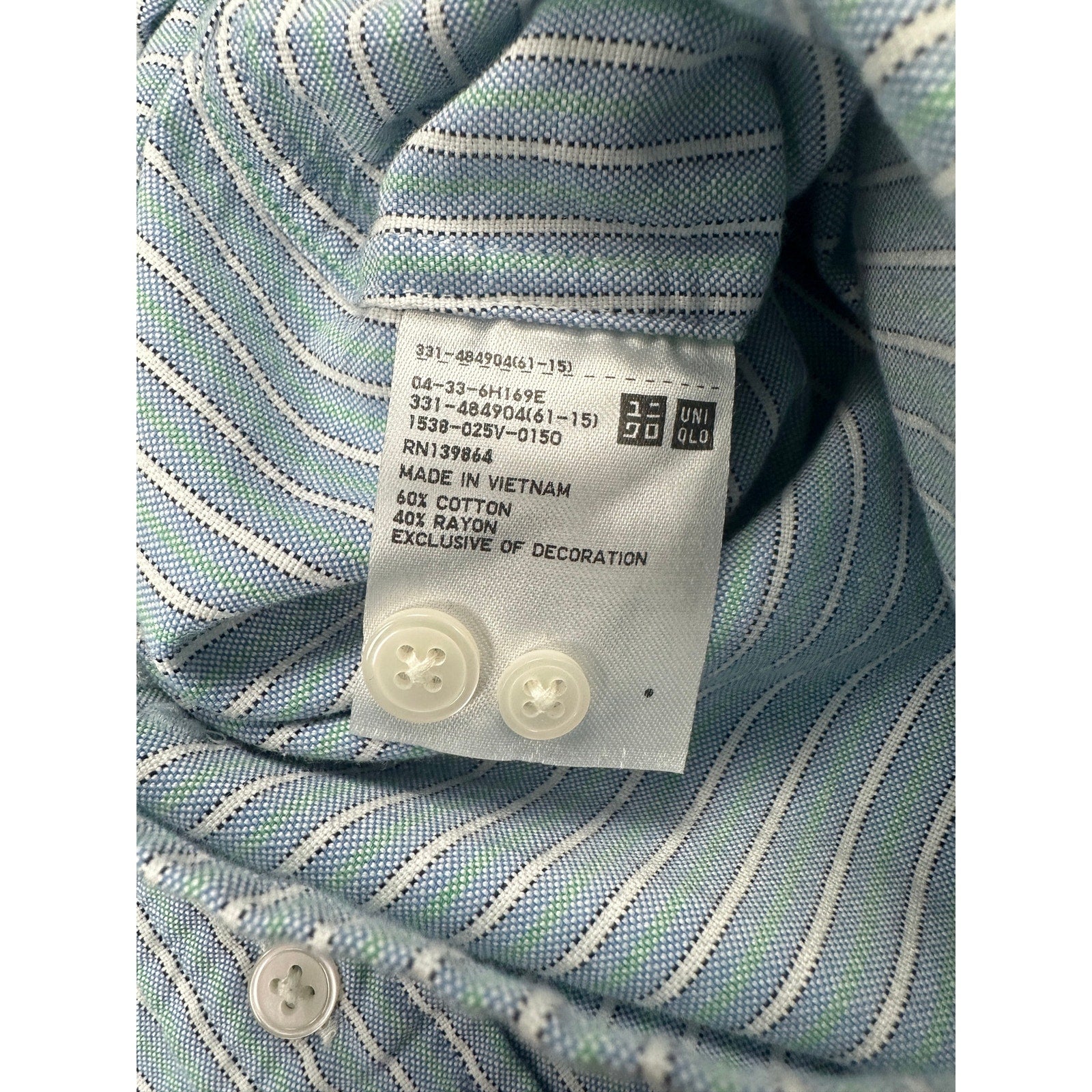 JW Anderson x UNIQLO Striped Oxford Oversized Long Sleeve Shirt in Blue, Green, White — Size XS // Preowned