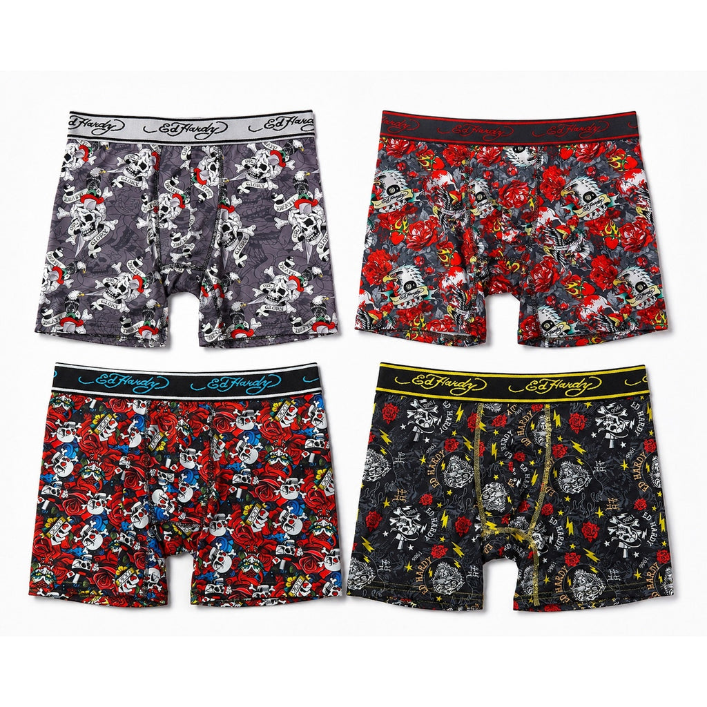 Ed Hardy Performance Boxer Briefs 4-Pack — Size Small