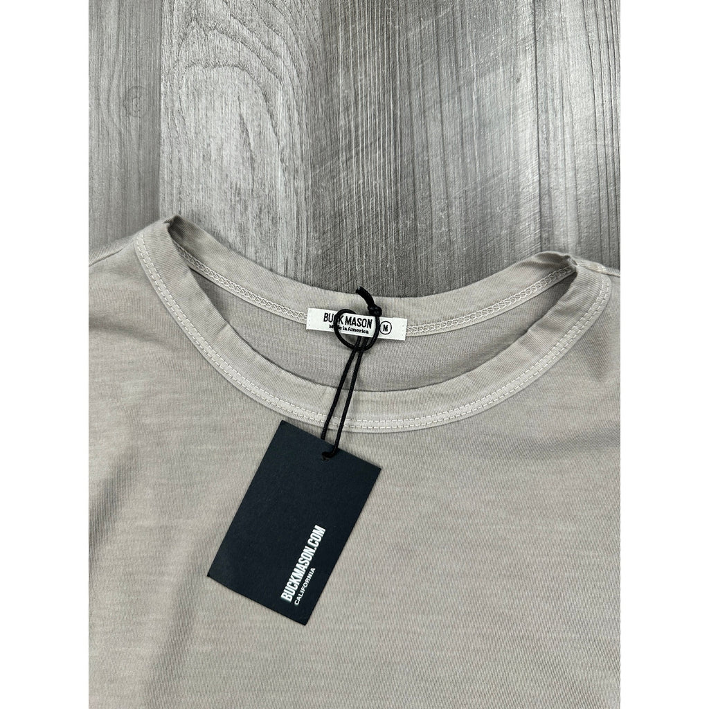 Buck Mason Slub Curved Hem Venice Wash Pima Cotton Tee in Concrete Grey — Size Medium
