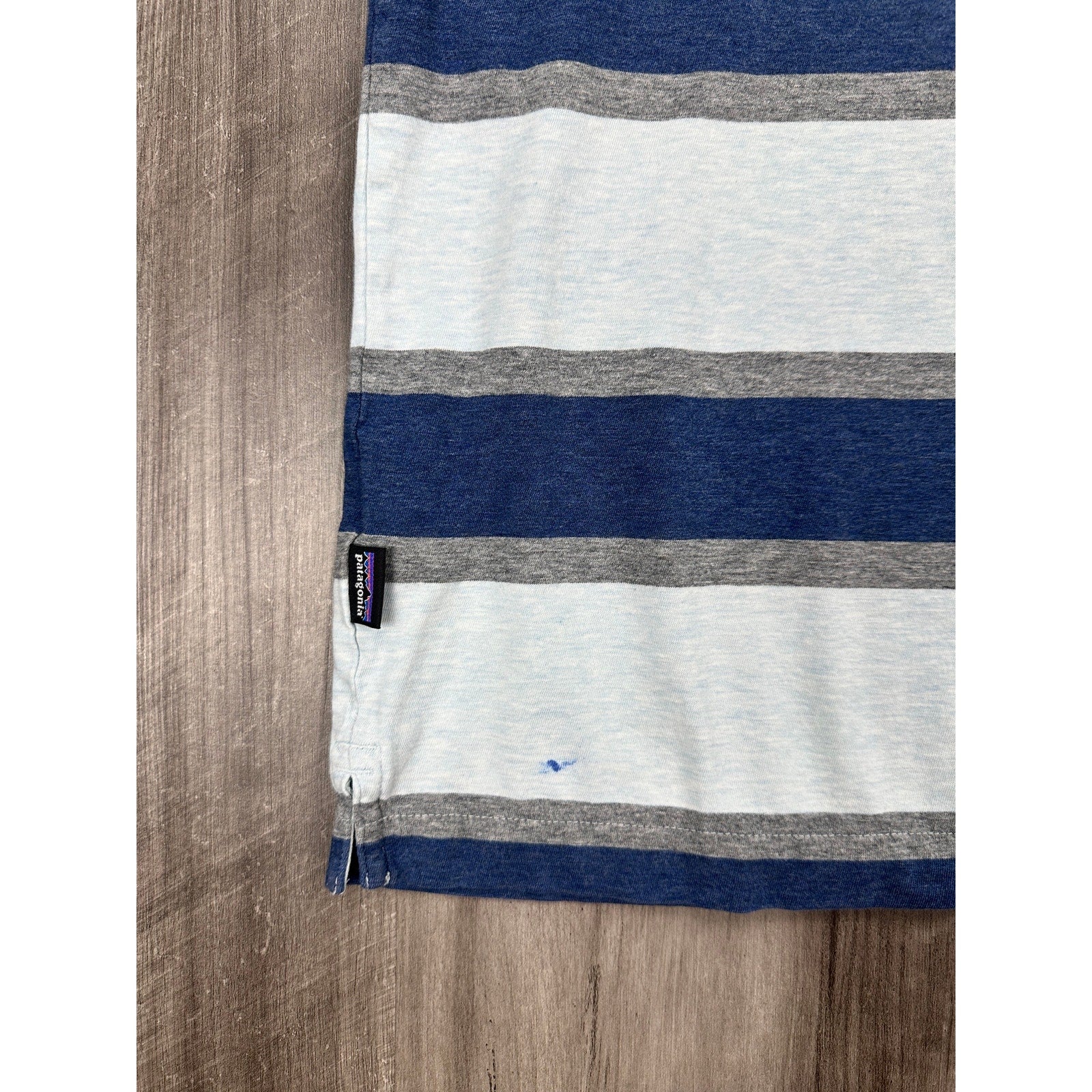 Patagonia Squeaky Clean Rugby Stripe Polo in Atoll Blue — Size Large // Preowned