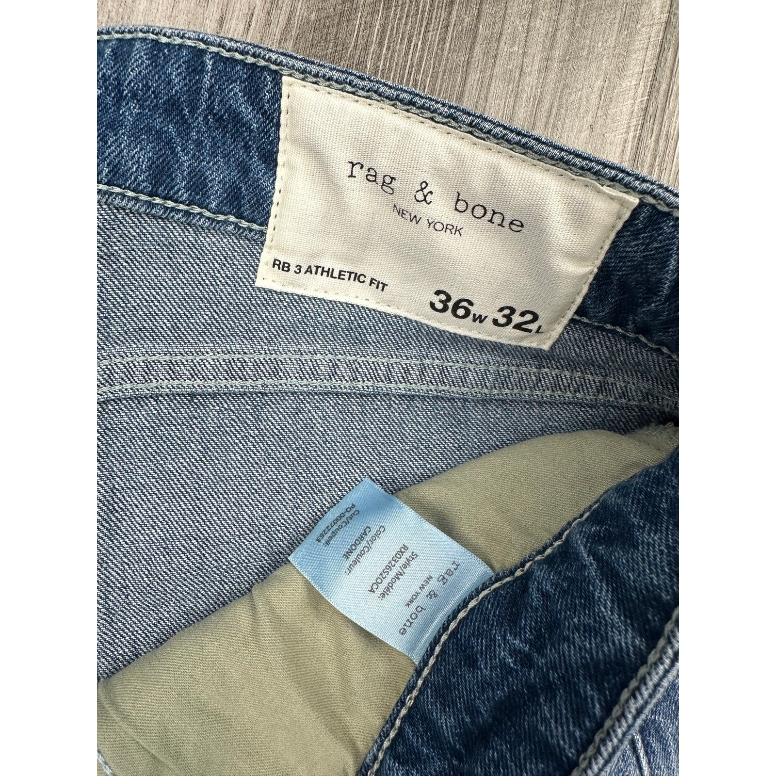 Rag & Bone RB 3 Athletic Fit Jeans in Cardone Blue — Size 36x32