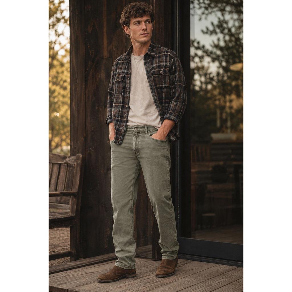 Liverpool Los Angeles Regent Relaxed Straight Stretch Jean in Pewter Green — Size 32x34